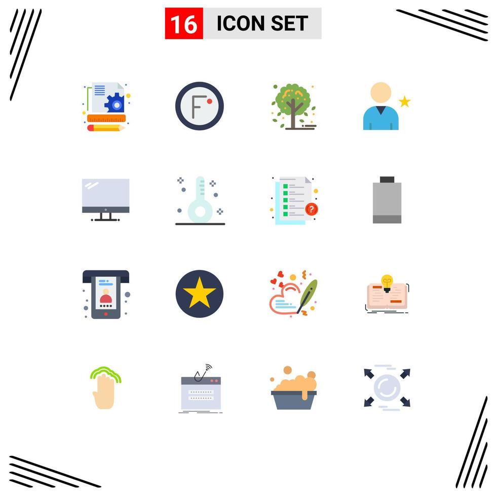 16 Universal Flat Color Signs Symbols of device computer autumn user friend Editable Pack of Creative Vector Design Elements