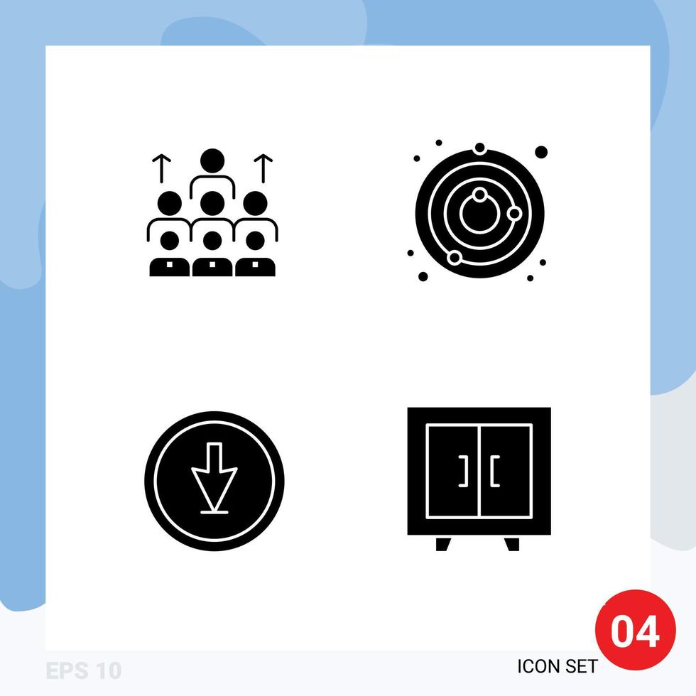 Universal Solid Glyph Signs Symbols of workforce satellite leadership resources universe Editable Vector Design Elements