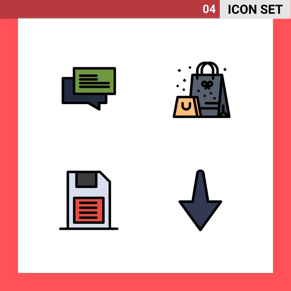 4 Creative Icons Modern Signs and Symbols of chat memory chip shopping present sd card Editable Vector Design Elements
