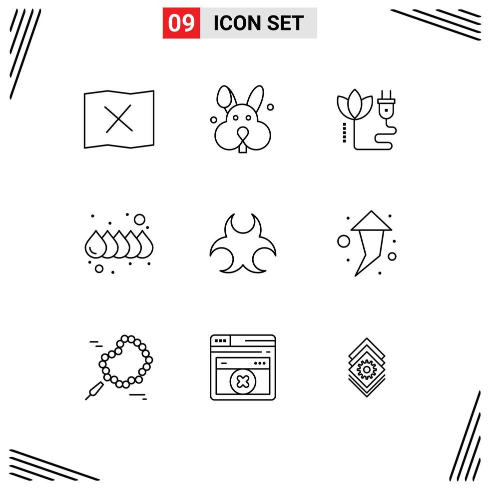Pack of 9 creative Outlines of arrow sign cable hazard water Editable Vector Design Elements