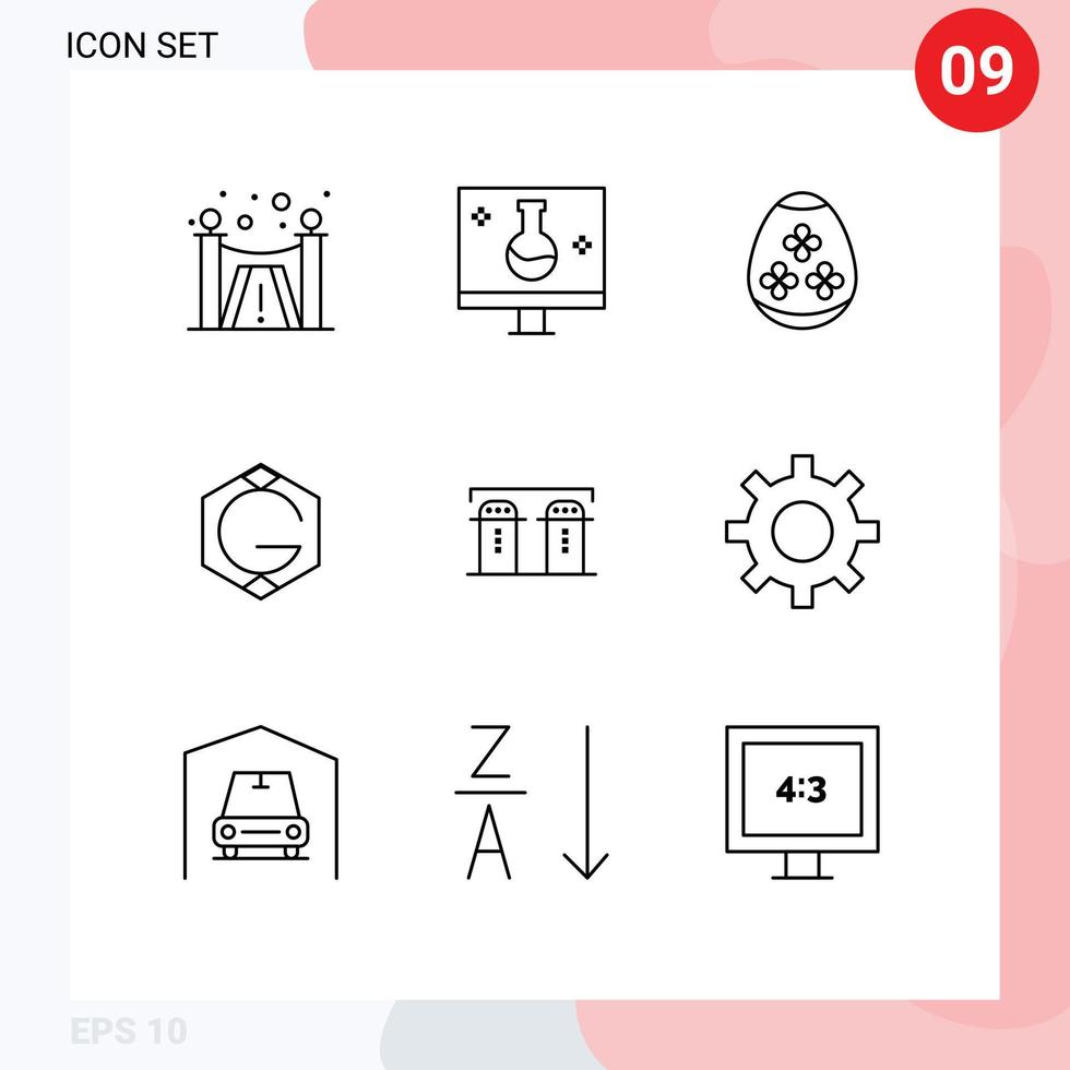 Mobile Interface Outline Set of 9 Pictograms of paper crypto currency easter egg crypto grid coin Editable Vector Design Elements
