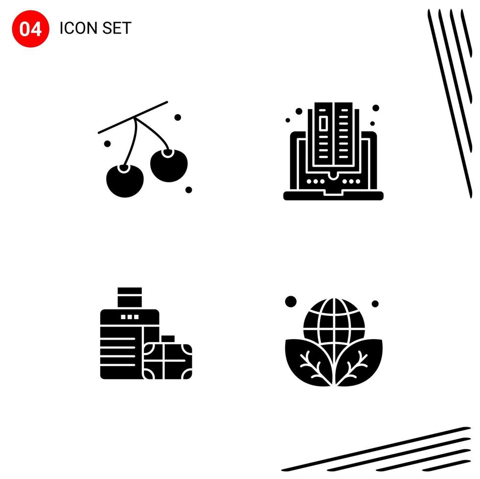 colección de 4 iconos vectoriales en estilo sólido símbolos de glifo perfecto de píxeles para web y signos de iconos sólidos móviles sobre fondo blanco 4 iconos vector