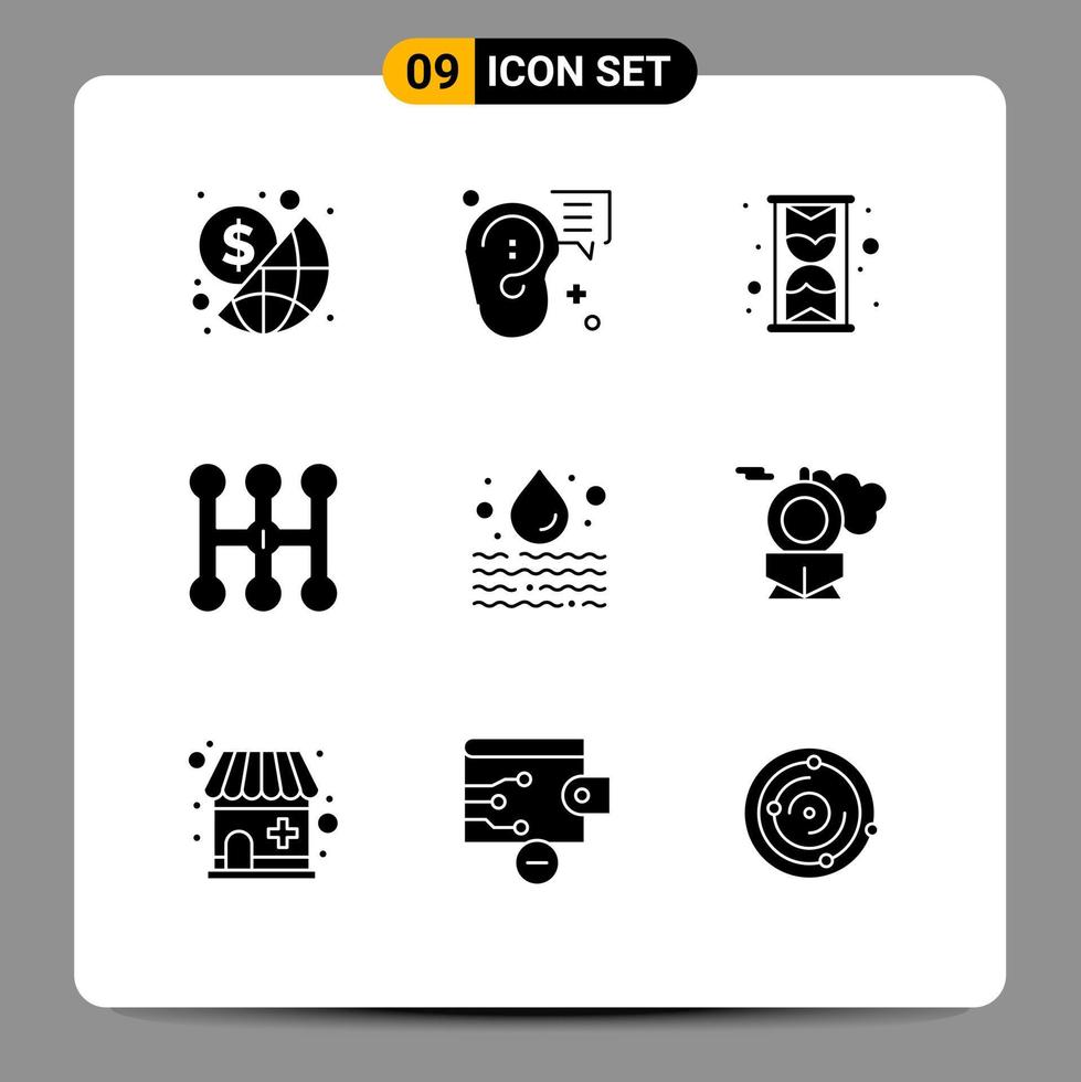 9 iconos creativos signos y símbolos modernos de transmisión de mensajes de agua contaminada coche elementos de diseño vectorial editables vector