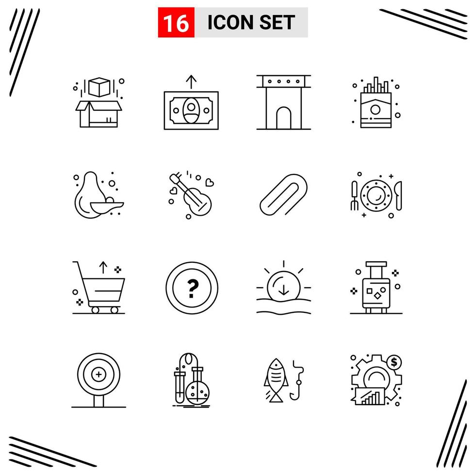 16 Icons Line Style Grid Based Creative Outline Symbols for Website Design Simple Line Icon Signs Isolated on White Background 16 Icon Set vector