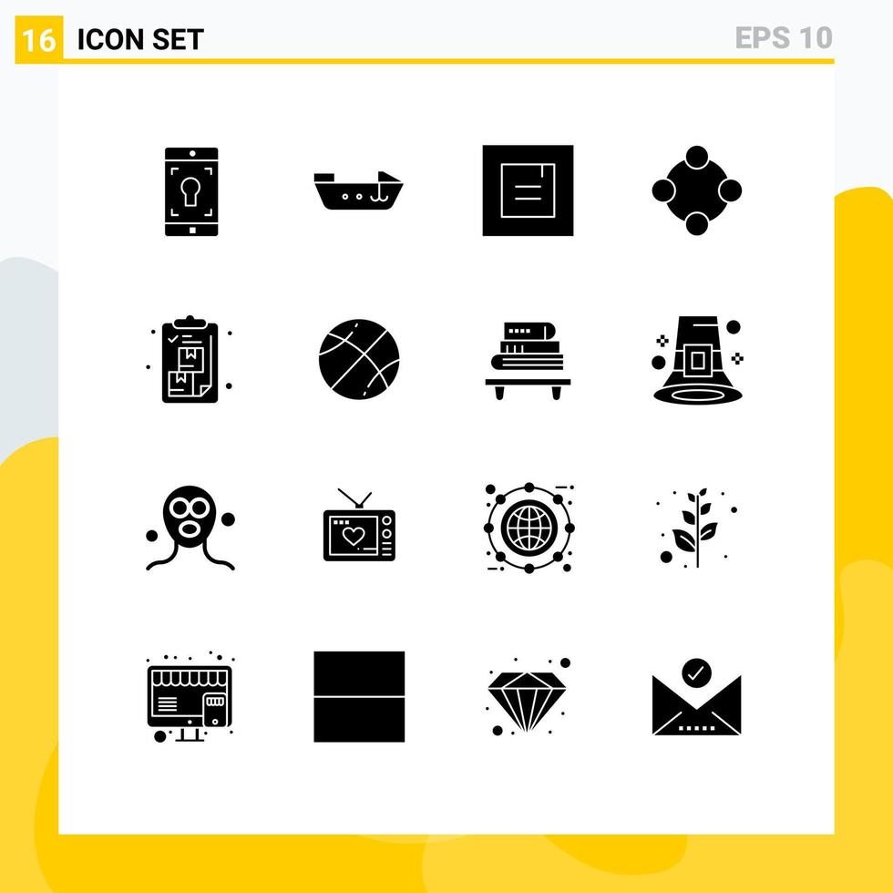 16 Thematic Vector Solid Glyphs and Editable Symbols of delivery box popup toy infancy Editable Vector Design Elements