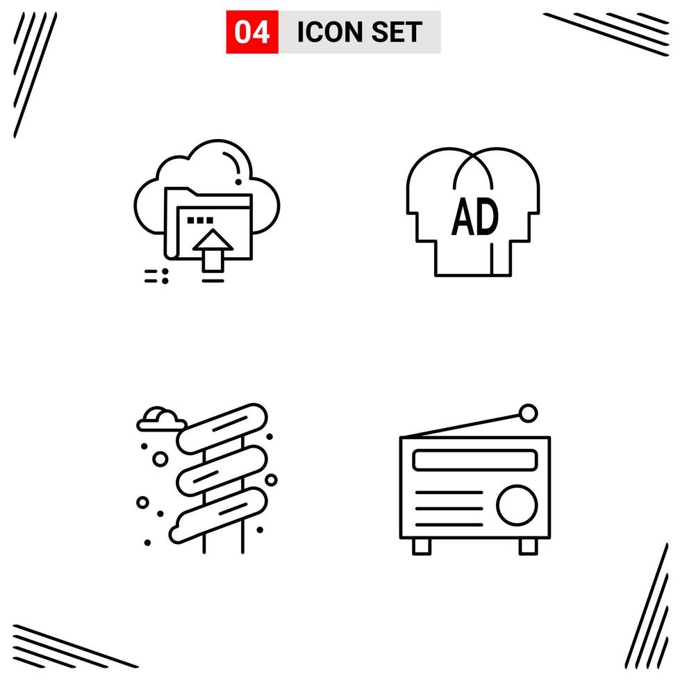 4 Icons Line Style Grid Based Creative Outline Symbols for Website Design Simple Line Icon Signs Isolated on White Background 4 Icon Set vector