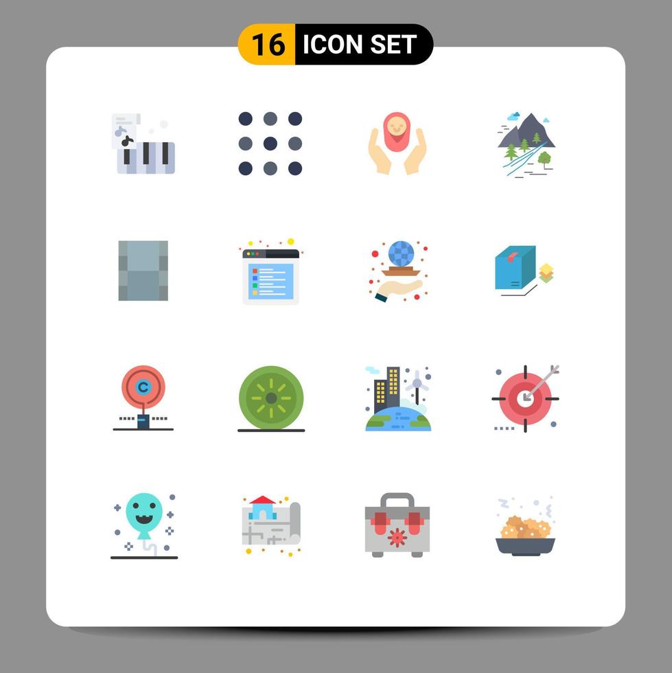 16 Creative Icons Modern Signs and Symbols of movi nature child care mountain tree Editable Pack of Creative Vector Design Elements