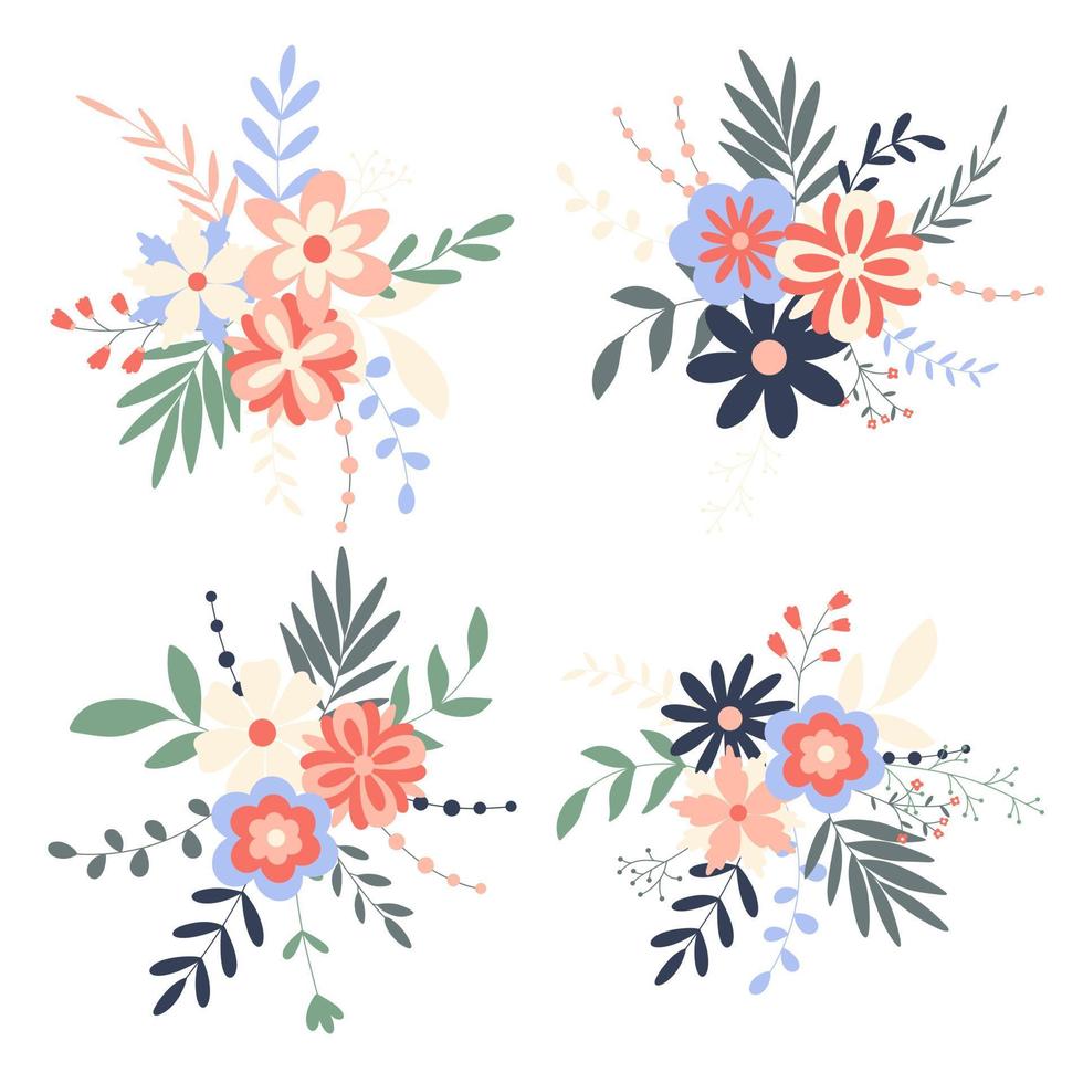 ramos de flores de primavera decorados para tarjetas, invitaciones, felicitaciones vector