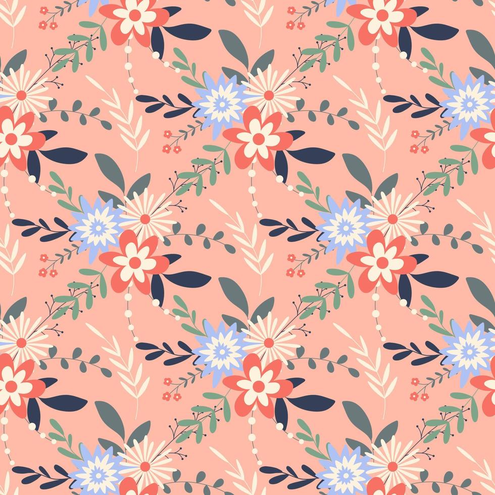 Floral spring seamless pattern delicate flowering wild flowers vector