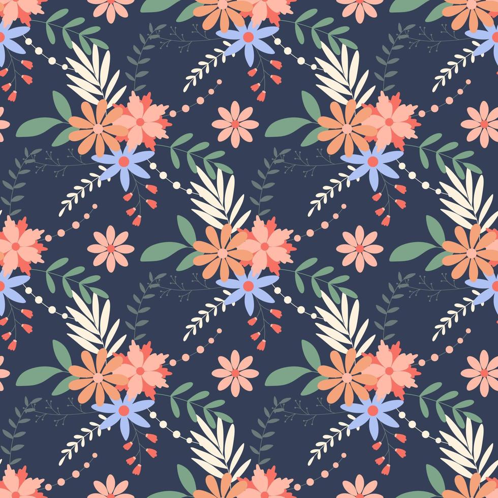 fondo de flores a base de hierbas flores silvestres de primavera y follaje vector