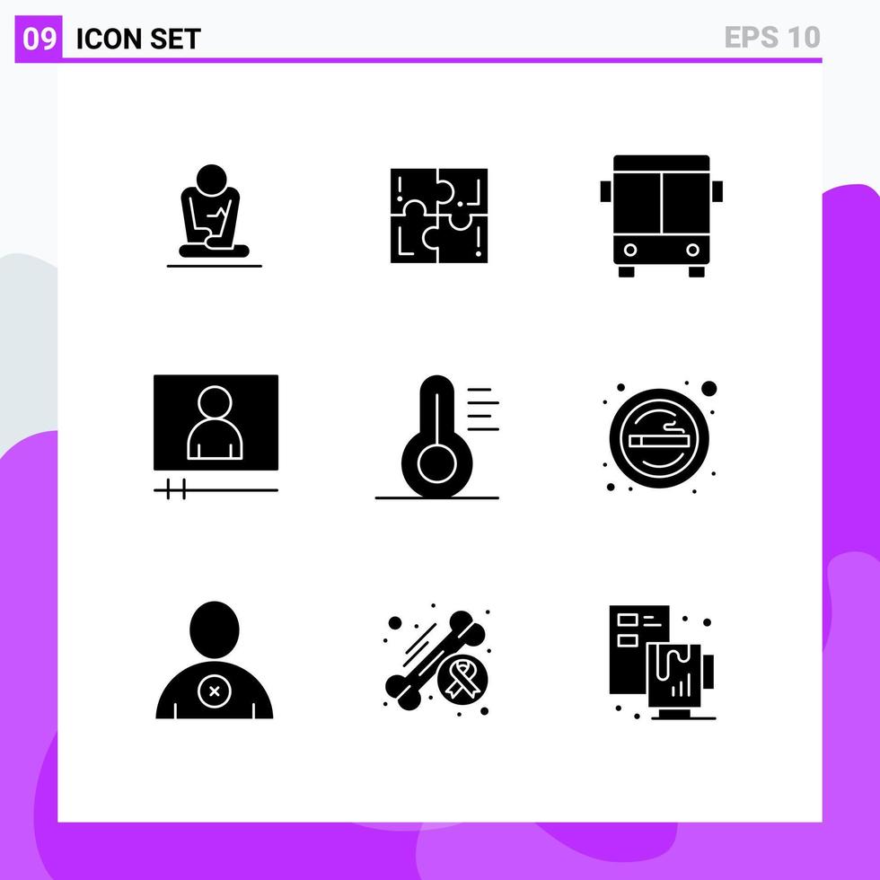 paquete de iconos de vectores de stock de 9 signos y símbolos de línea para el reproductor de video del termómetro resolver elementos de diseño de vectores editables del vehículo del jugador