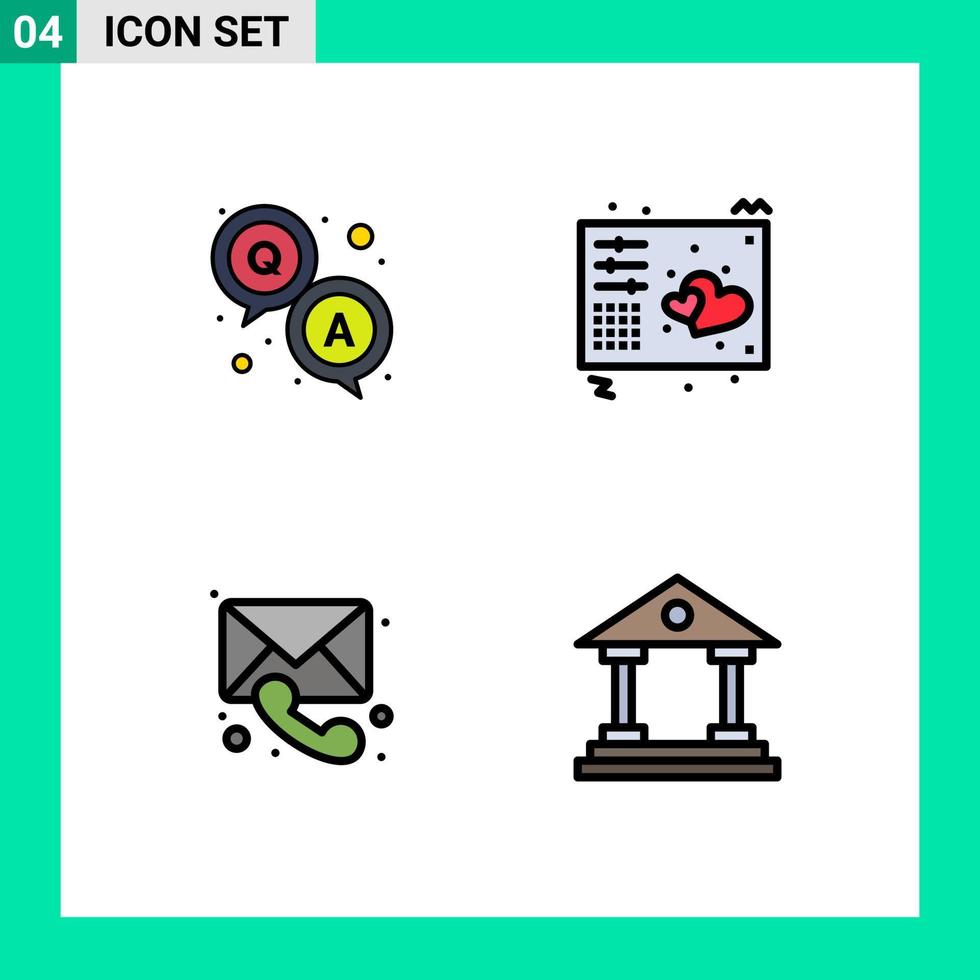 Stock Vector Icon Pack of 4 Line Signs and Symbols for answer medical survey keys call Editable Vector Design Elements