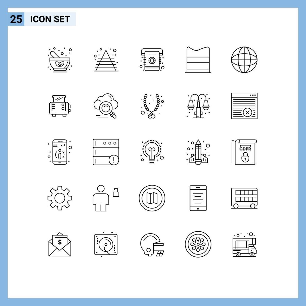 25 Thematic Vector Lines and Editable Symbols of internet fashion pyramid design list Editable Vector Design Elements