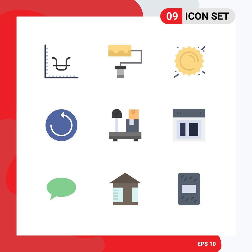 9 Thematic Vector Flat Colors and Editable Symbols of layout weight sunny package time machine Editable Vector Design Elements