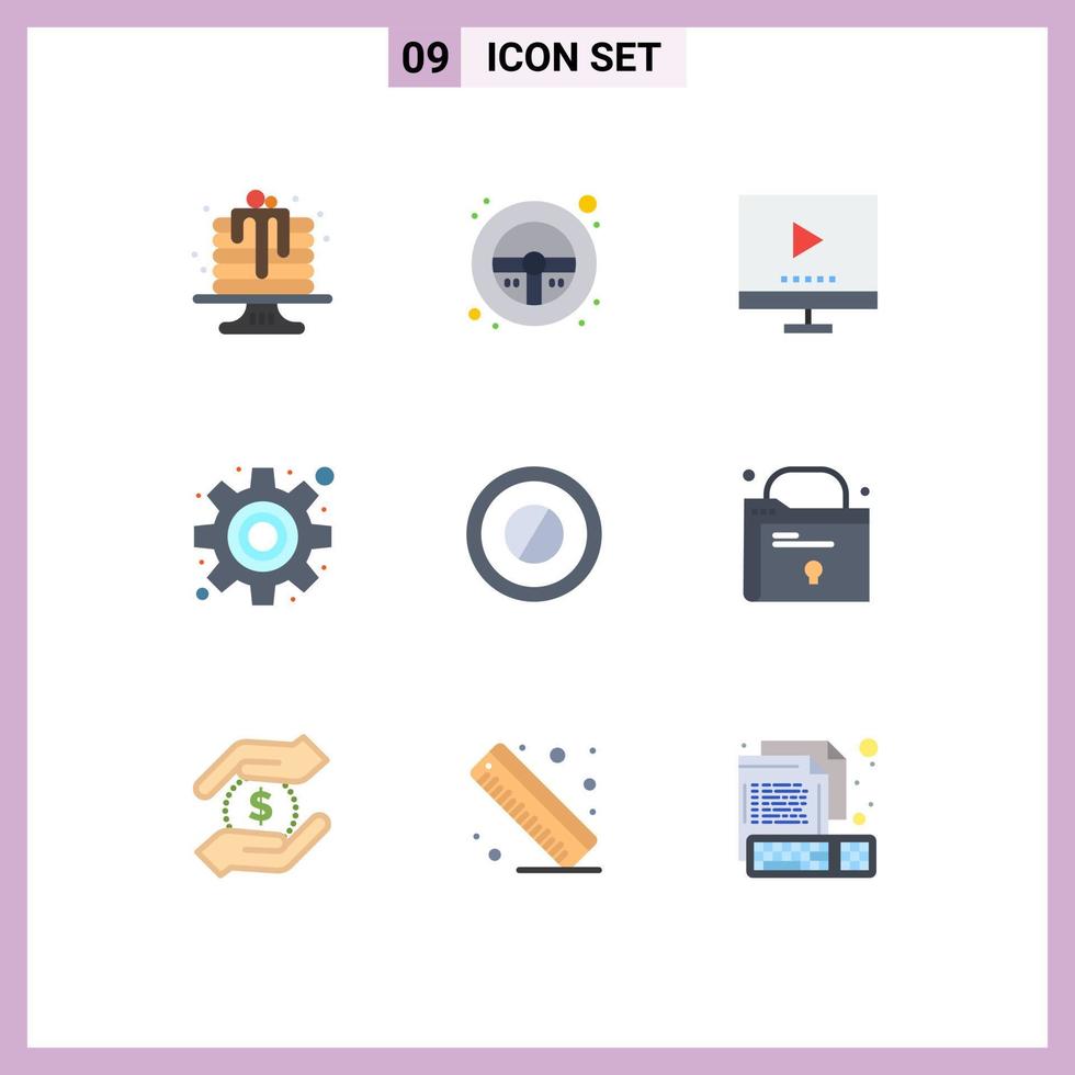 9 Universal Flat Colors Set for Web and Mobile Applications medicine settings devices gear video Editable Vector Design Elements