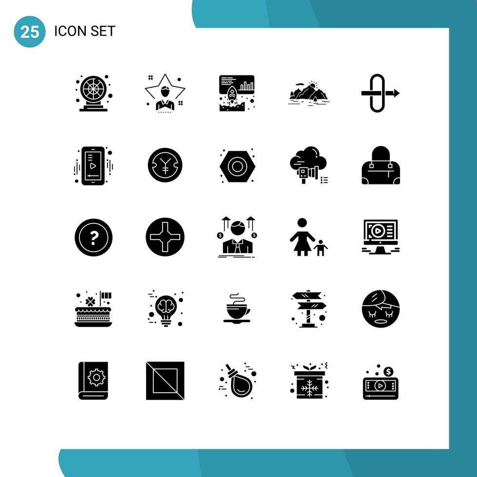 Group of 25 Solid Glyphs Signs and Symbols for tree landscape man hill promote Editable Vector Design Elements
