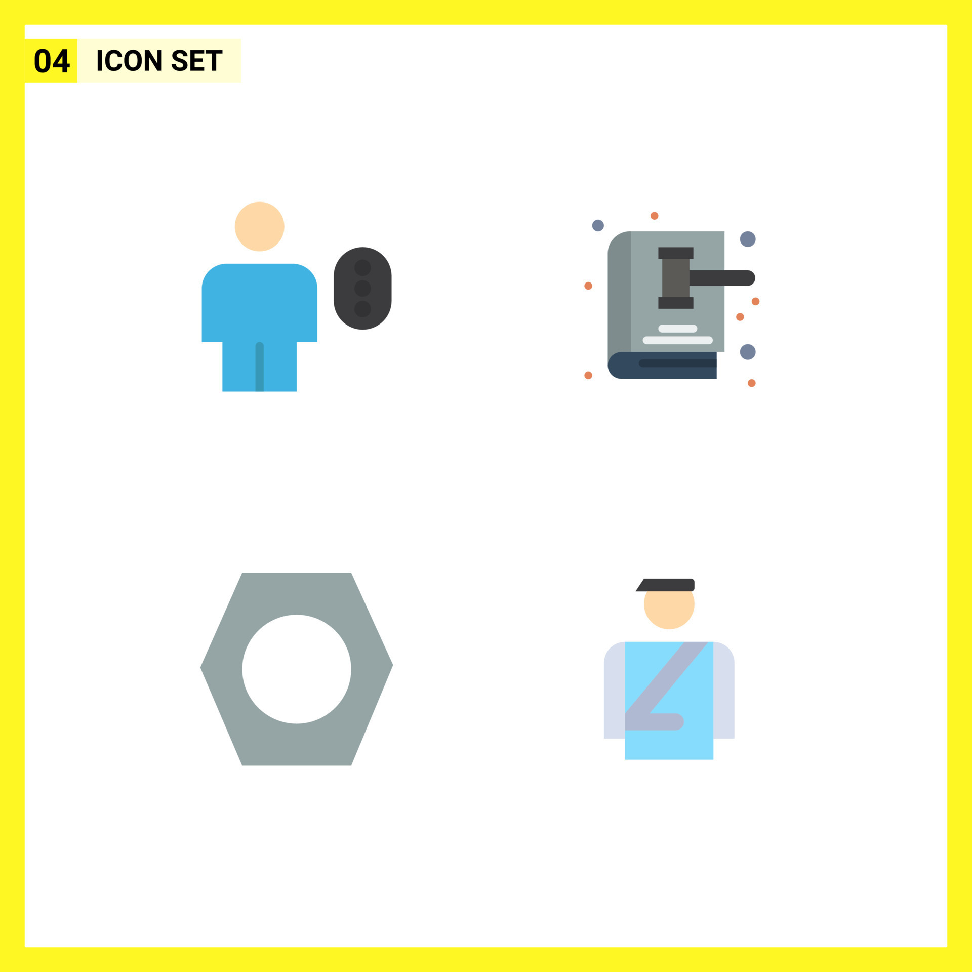 Group of 4 Flat Icons Signs and Symbols for access law book human book