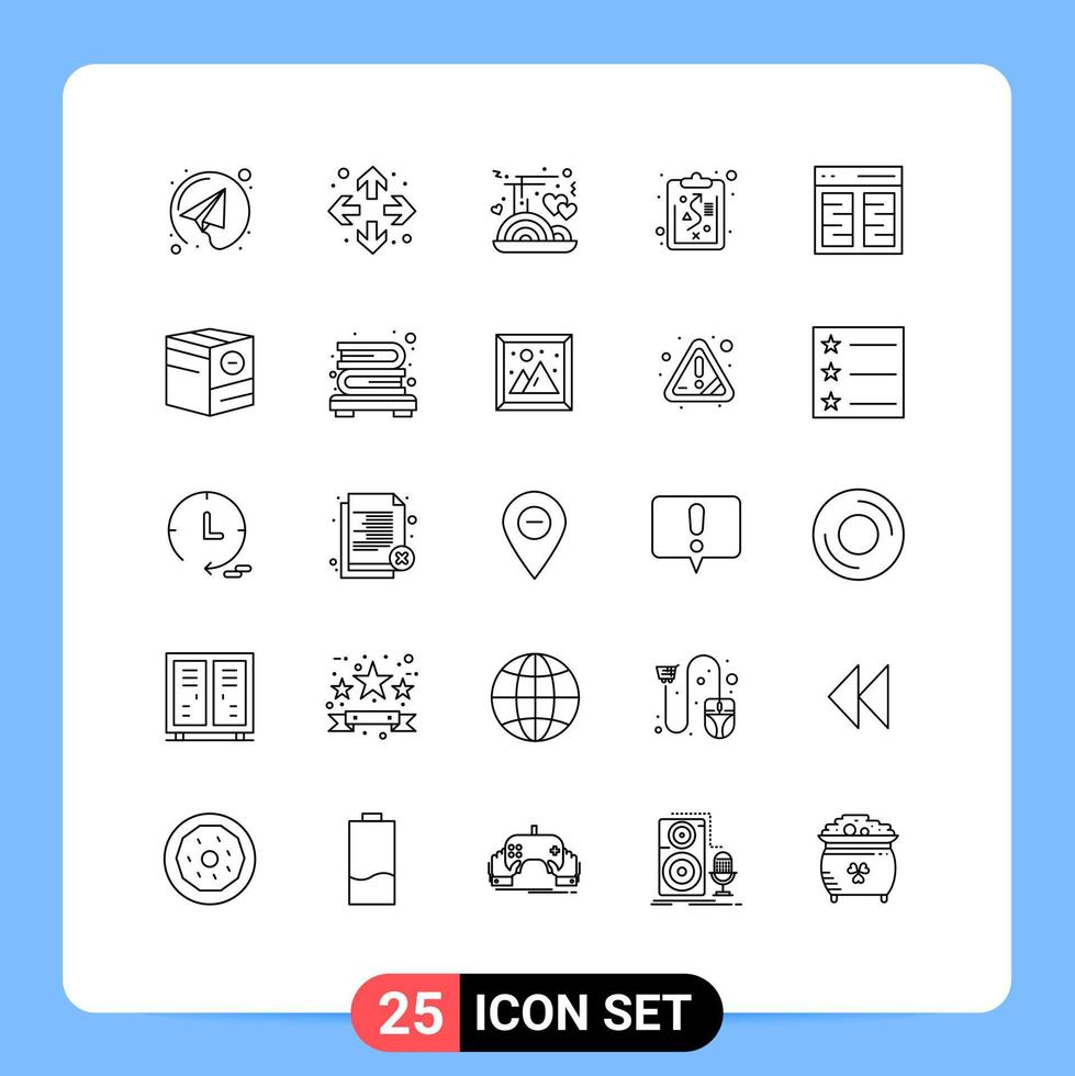 25 Universal Lines Set for Web and Mobile Applications user content noodles communication strategy Editable Vector Design Elements