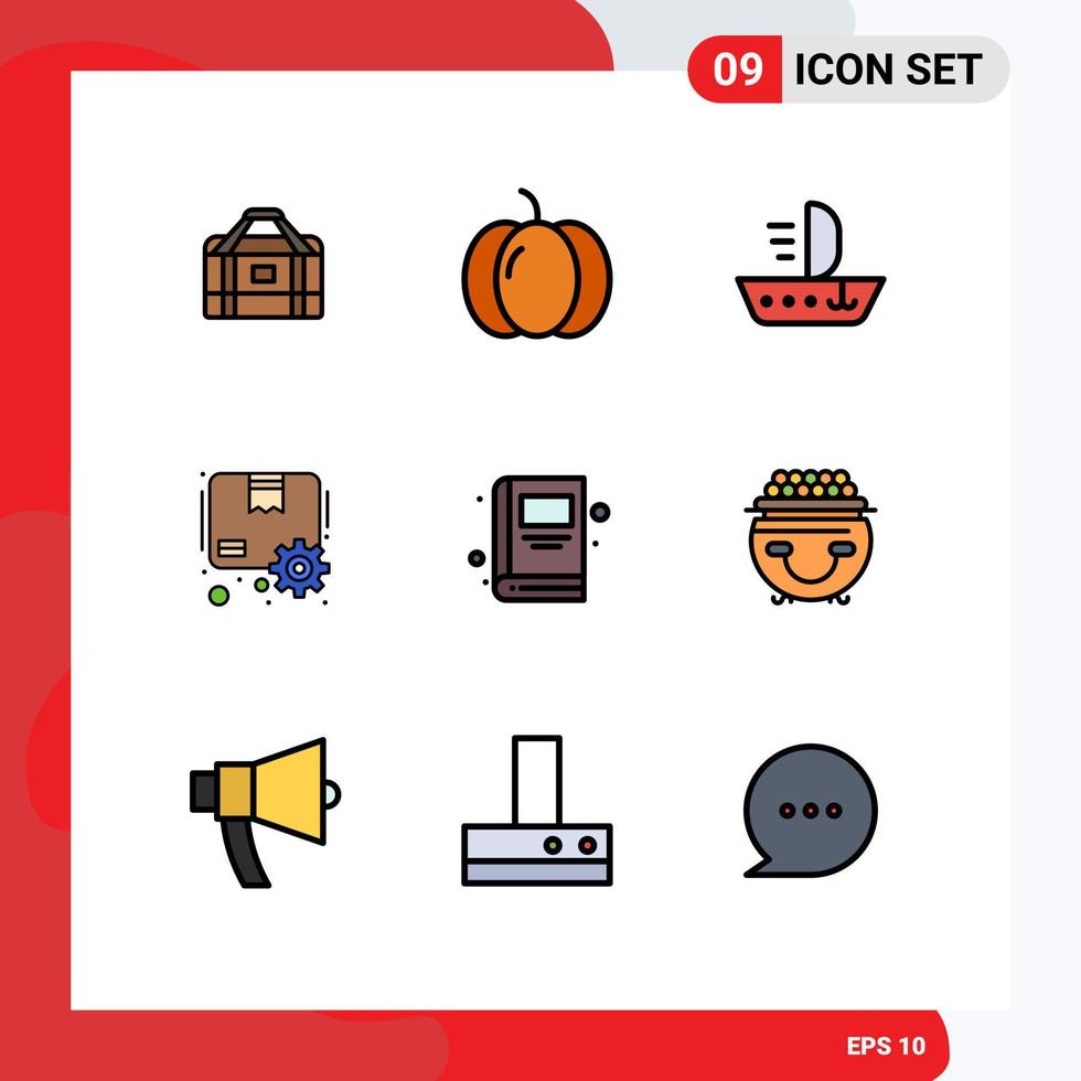 9 Creative Icons Modern Signs and Symbols of education gear sail parcel box Editable Vector Design Elements