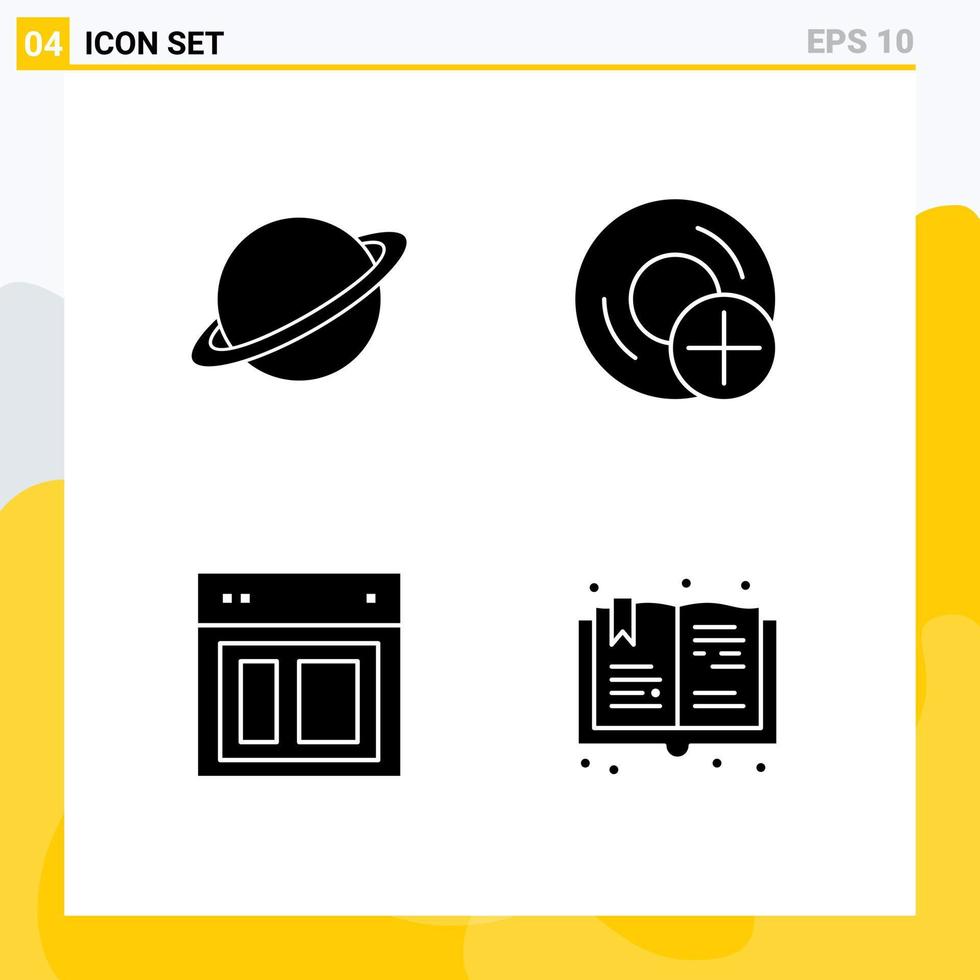 Modern Set of 4 Solid Glyphs and symbols such as planet gadget flag computers layout Editable Vector Design Elements