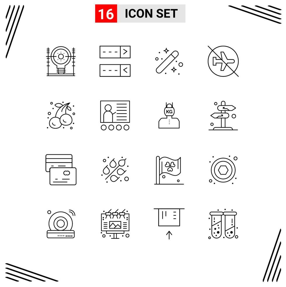 Group of 16 Modern Outlines Set for sign flying creative disabled graphical Editable Vector Design Elements