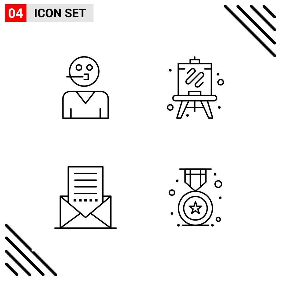 Pixle Perfect Set of 4 Line Icons Outline Icon Set for Webite Designing and Mobile Applications Interface vector