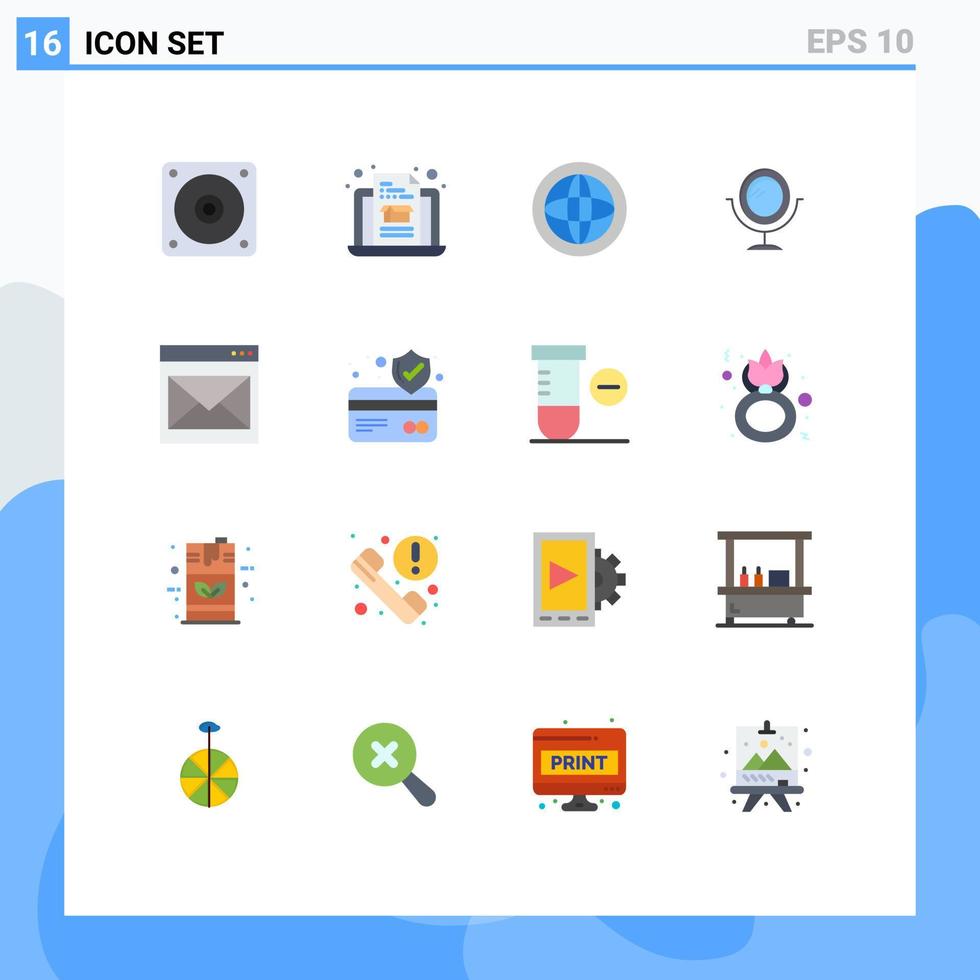 Stock Vector Icon Pack of 16 Line Signs and Symbols for mail contact us global contact fashion Editable Pack of Creative Vector Design Elements