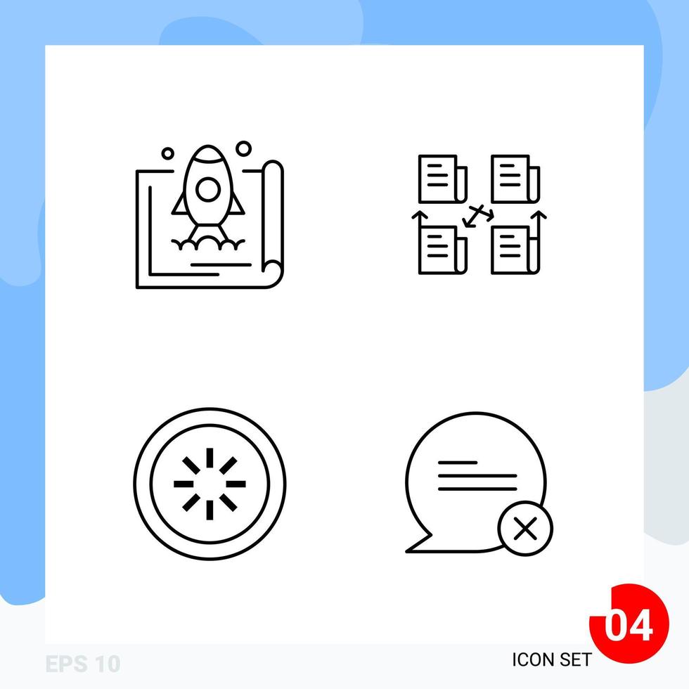 Modern Pack of 4 Icons Line Outline Symbols isolated on White Backgound for Website designing vector