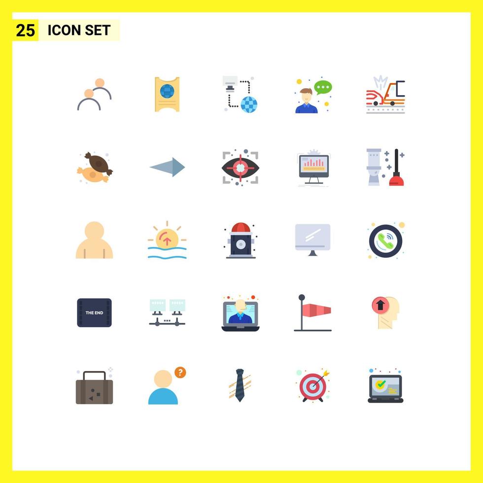 Group of 25 Flat Colors Signs and Symbols for car profession internet entrepreneur avatar Editable Vector Design Elements