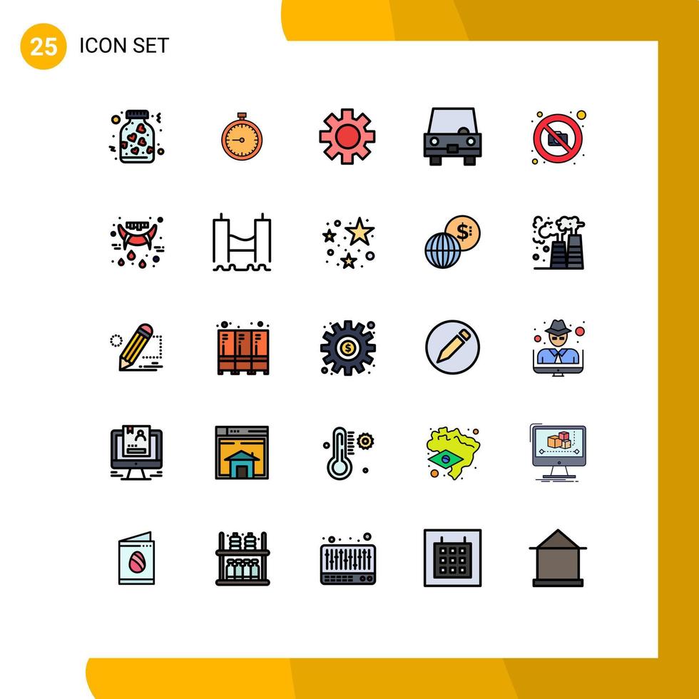 paquete de iconos de vector de stock de 25 signos y símbolos de línea para elementos de diseño de vector editables de equipo global de tiempo lleno de transporte