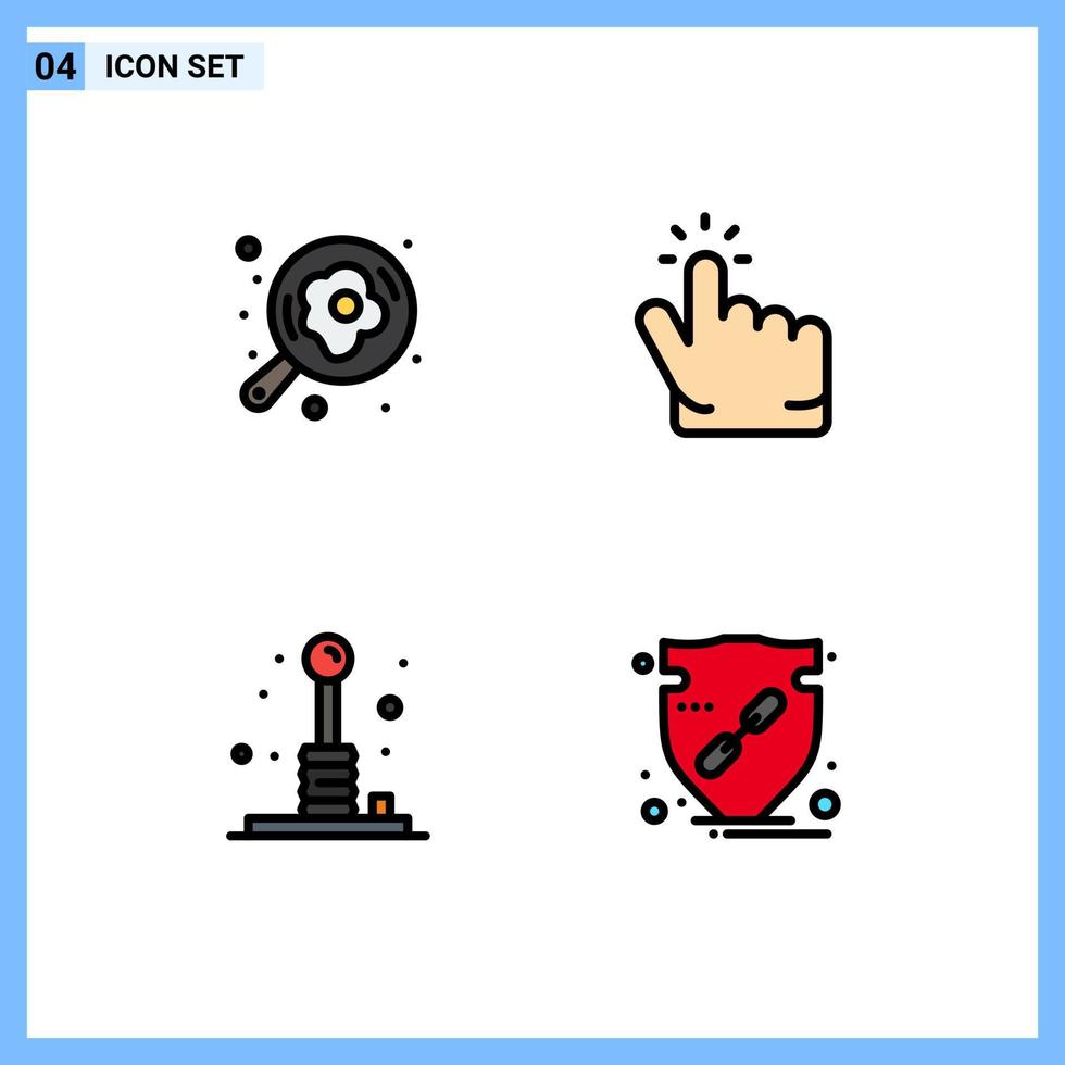 Mobile Interface Filledline Flat Color Set of 4 Pictograms of camping fun egg hand play Editable Vector Design Elements