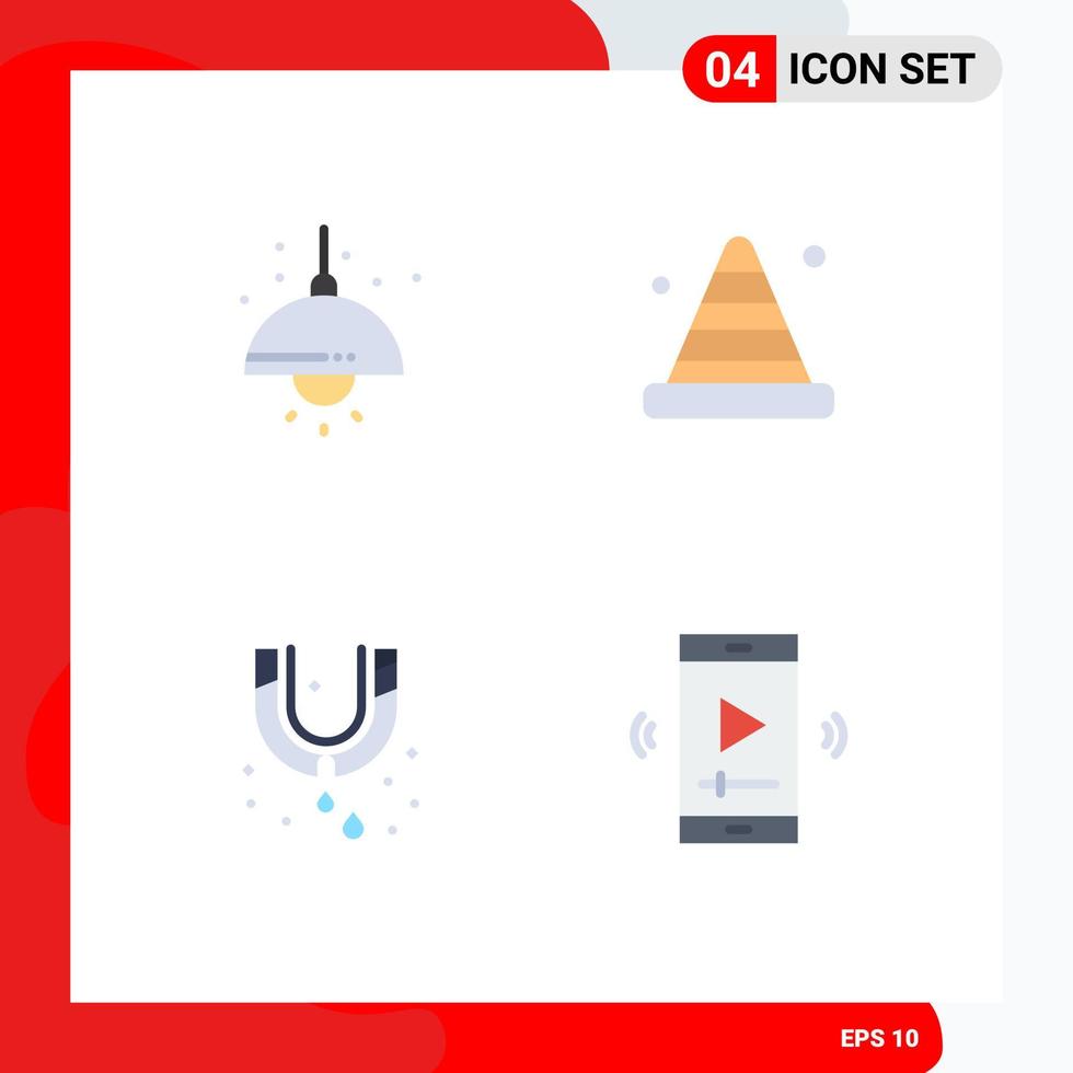 Pack of 4 creative Flat Icons of home leak light construction plumber Editable Vector Design Elements