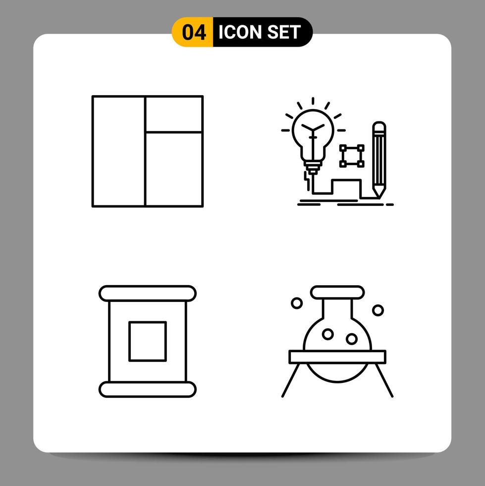 4 Black Icon Pack Outline Symbols Signs for Responsive designs on white background 4 Icons Set vector