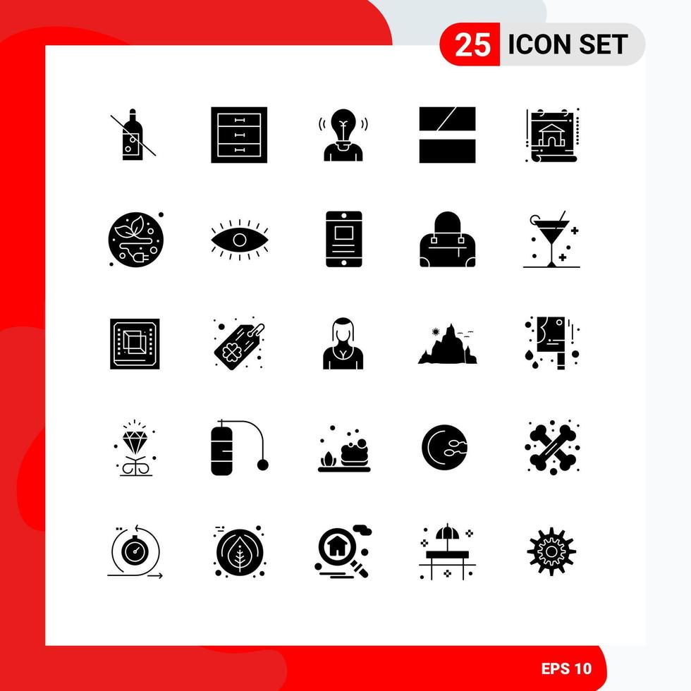 conjunto moderno de 25 pictogramas de glifos sólidos de elementos de diseño vectorial editables de luz de marco de bombilla de imagen de calendario vector