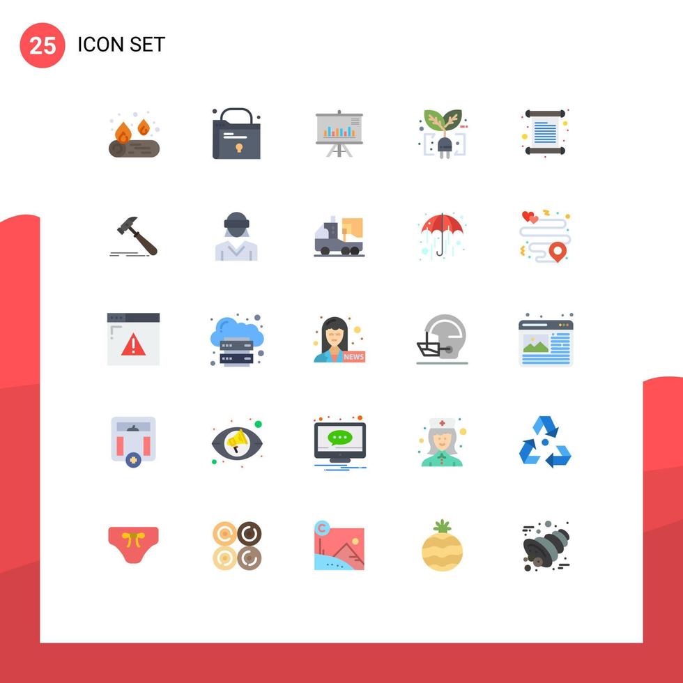 Modern Set of 25 Flat Colors and symbols such as invoice invitation graph card leaf Editable Vector Design Elements