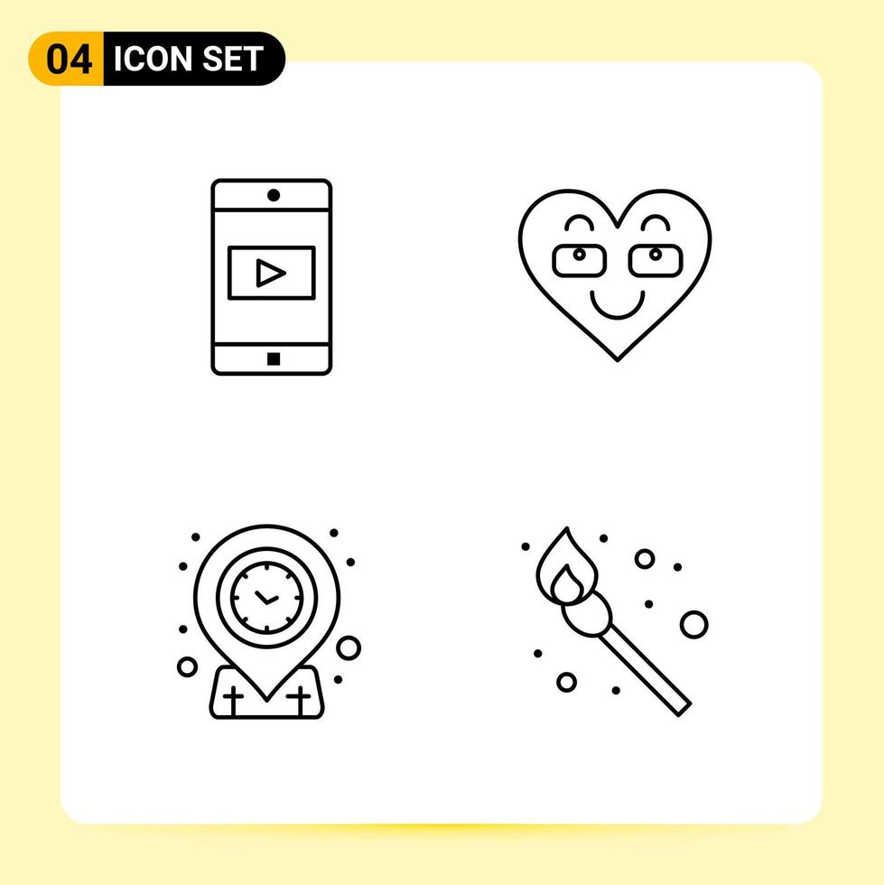 4 Creative Icons for Modern website design and responsive mobile apps 4 Outline Symbols Signs on White Background 4 Icon Pack vector