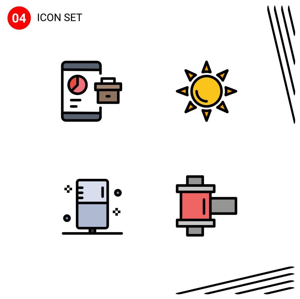 Set of 4 Modern UI Icons Symbols Signs for business enema seo shinning form Editable Vector Design Elements