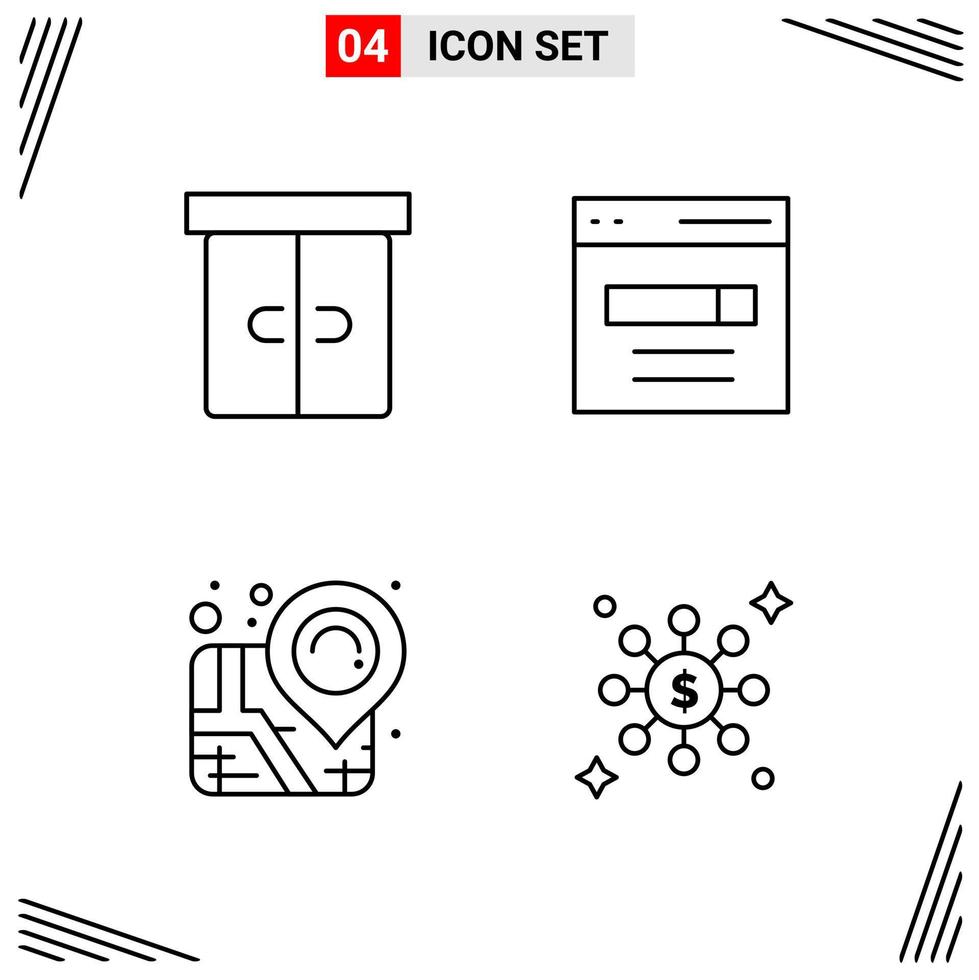 4 iconos estilo de línea cuadrícula basada en símbolos de contorno creativo para el diseño de sitios web signos de icono de línea simple aislados en fondo blanco 4 conjunto de iconos vector