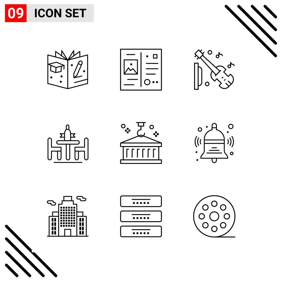 Pixle Perfect Set of 9 Line Icons Outline Icon Set for Webite Designing and Mobile Applications Interface vector