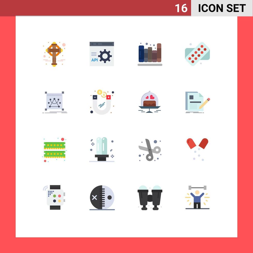 Set of 16 Modern UI Icons Symbols Signs for editing medicine programming medical library Editable Pack of Creative Vector Design Elements