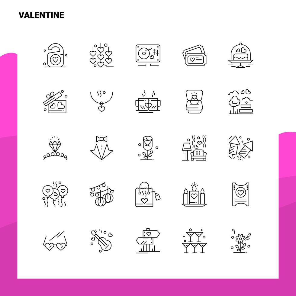 Set of Valentine Line Icon set 25 Icons Vector Minimalism Style Design Black Icons Set Linear pictogram pack