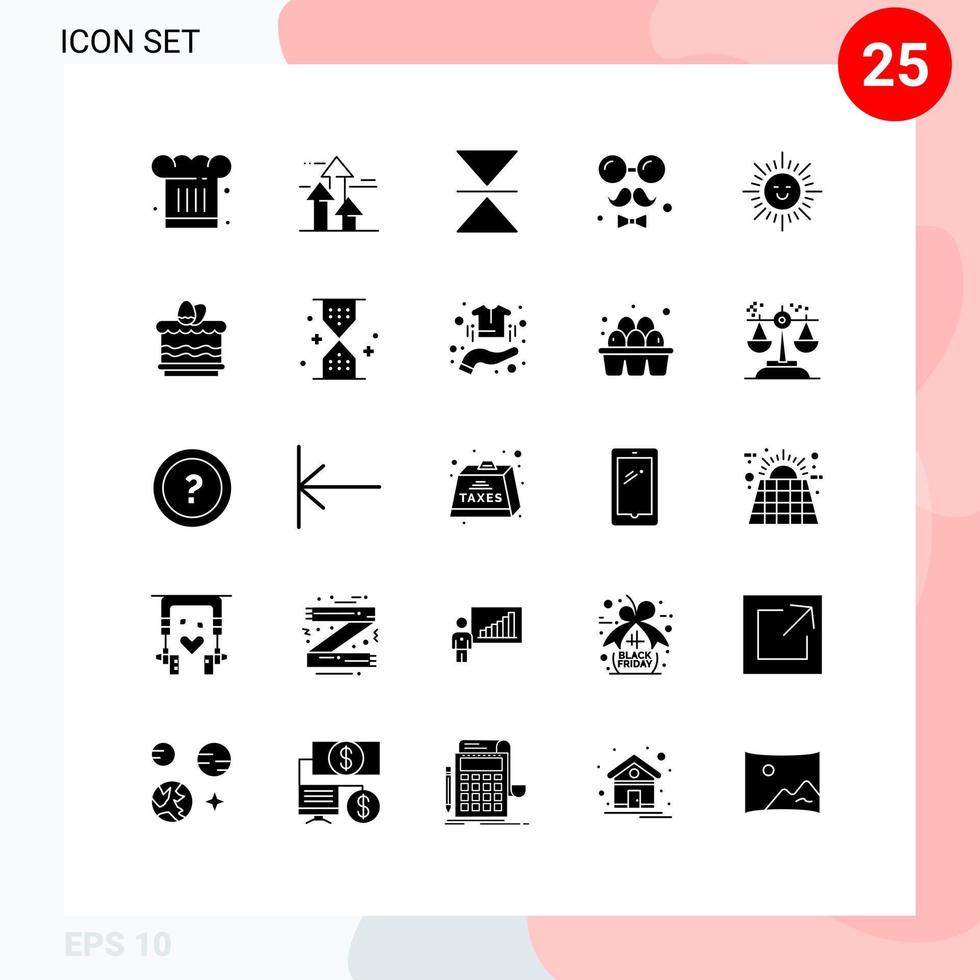 Pack of 25 creative Solid Glyphs of love day forward brim vertical Editable Vector Design Elements