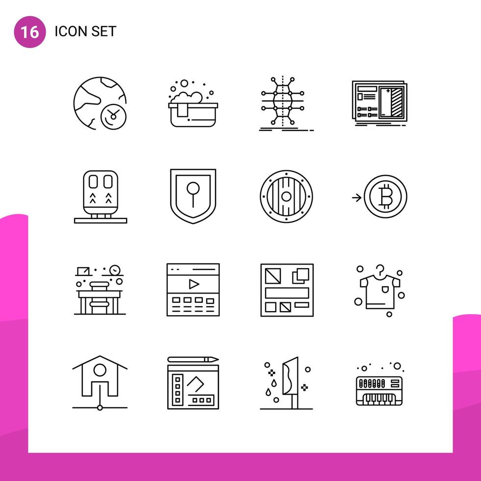 paquete de conjunto de iconos de contorno de 16 iconos de línea aislados en fondo blanco para aplicaciones móviles y de impresión de diseño de sitios web receptivos vector