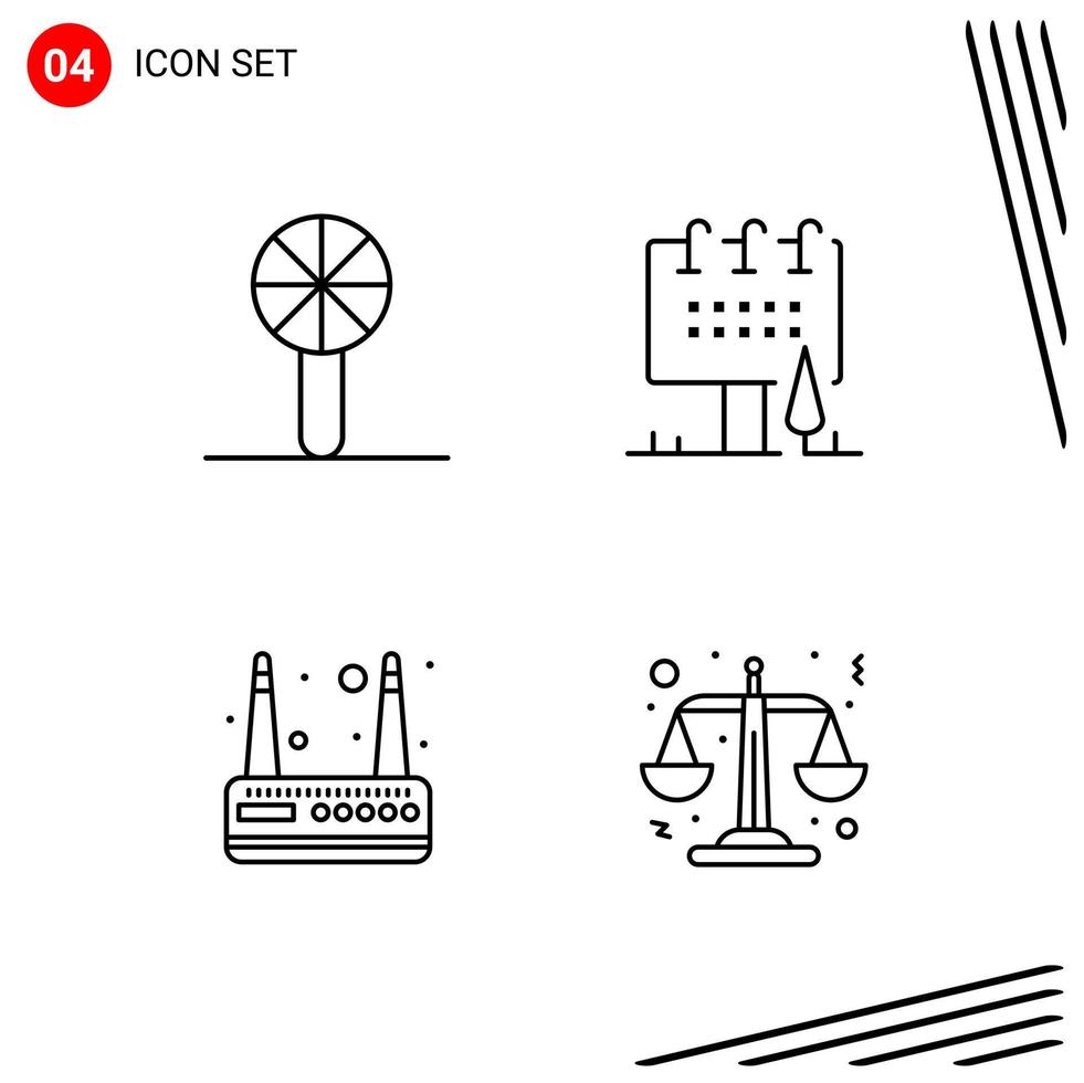 Collection of 4 Vector Icons in Line style Pixle Perfect Outline Symbols for Web and Mobile Line Icon Signs on White Background 4 Icons