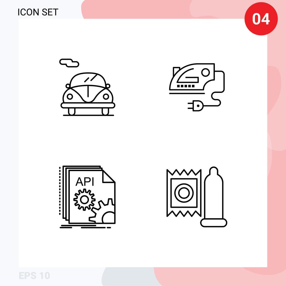 User Interface Pack of 4 Basic Filledline Flat Colors of automobile coding electric machine software Editable Vector Design Elements