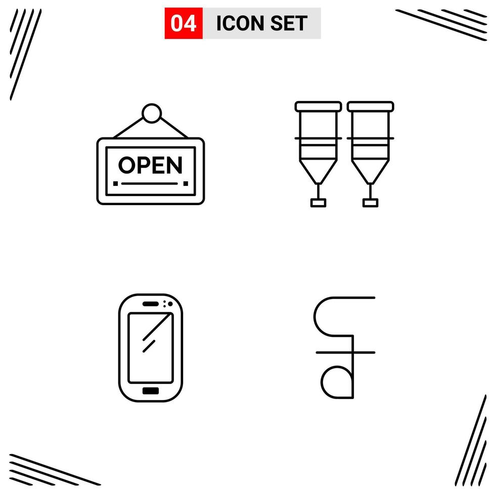 4 Icons Line Style Grid Based Creative Outline Symbols for Website Design Simple Line Icon Signs Isolated on White Background 4 Icon Set vector