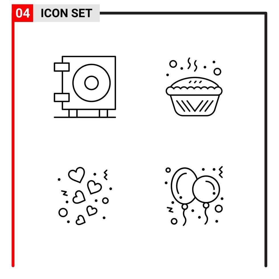 4 General Icons for website design print and mobile apps 4 Outline Symbols Signs Isolated on White Background 4 Icon Pack vector