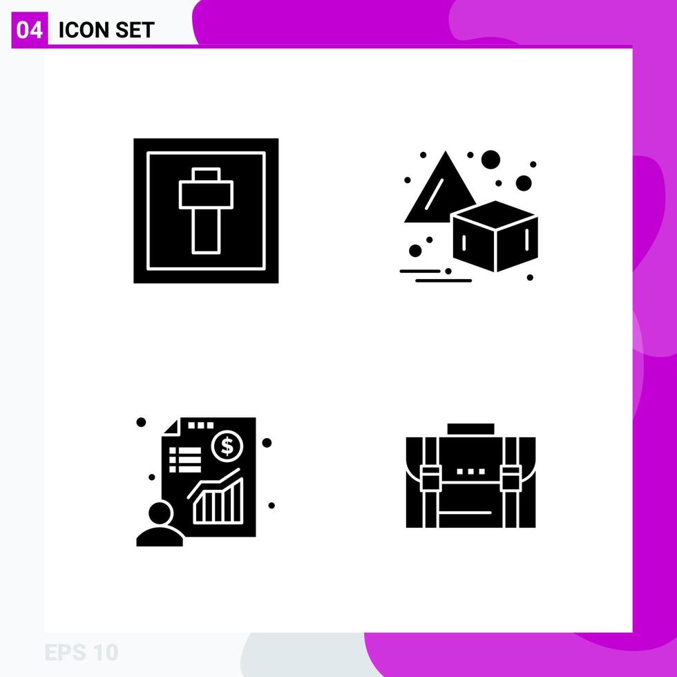 Solid Icon set Pack of 4 Glyph Icons isolated on White Background for Web Print and Mobile vector