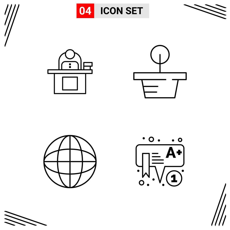 4 Icons Line Style Grid Based Creative Outline Symbols for Website Design Simple Line Icon Signs Isolated on White Background 4 Icon Set vector