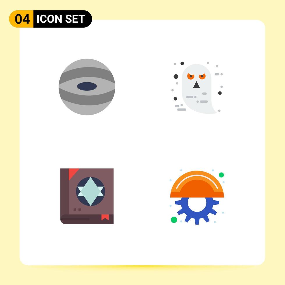 Stock Vector Icon Pack of 4 Line Signs and Symbols for jupiter magic character halloween blades Editable Vector Design Elements